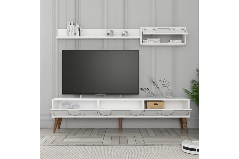 Hazim Tv-bænk 180 cm - Hvid/Valnød - Møbler - TV borde & mediemøbler - TV-borde