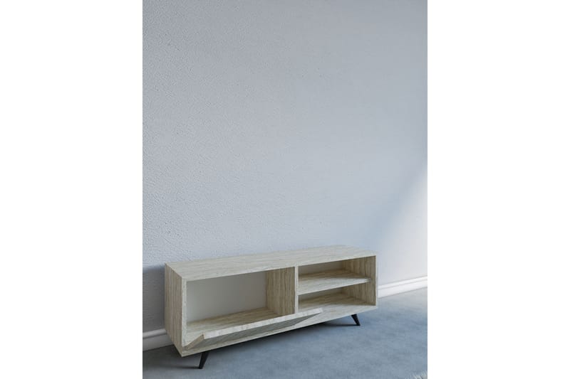 Hazle Gulvstående Tv-bænk 120 cm med Opbevaring i Træ - Beige - Møbler - TV borde & mediemøbler - TV-borde