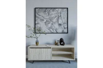 Hazle Gulvstående Tv-bænk 120 cm med Opbevaring i Træ - Beige - Møbler - TV borde & mediemøbler - TV-borde
