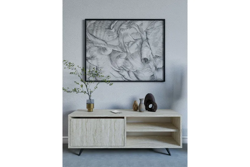 Hazle Gulvstående Tv-bænk 120 cm med Opbevaring i Træ - Beige - Møbler - TV borde & mediemøbler - TV-borde