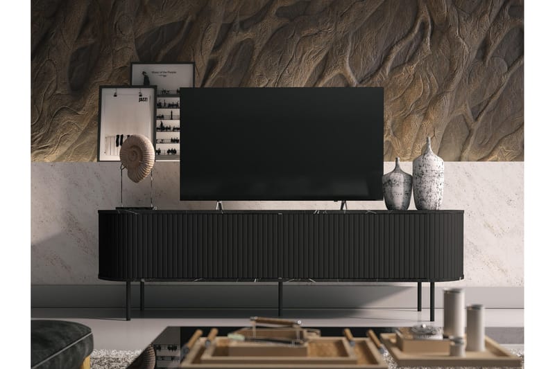 Hemanti TV-bænk 180 cm - Sort - Møbler - TV borde & mediemøbler - TV-borde