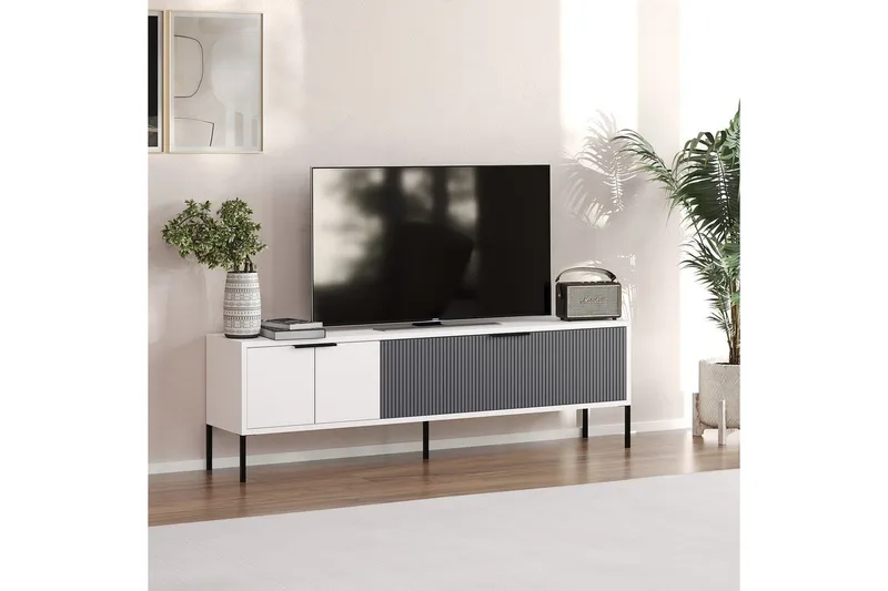 Hew TV-bænk 150 cm - Hvid/Antracit - Møbler - TV borde & mediemøbler - TV-borde