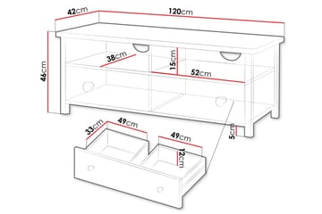 Hilts Gulvstående Tv-bord 120 cm med Opbevaring i Malet Træ - Hvid - Møbler - TV borde & mediemøbler - TV-borde