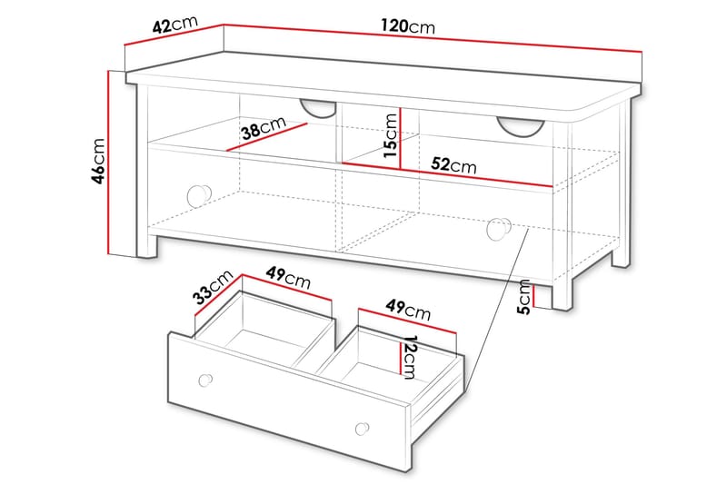 Hilts TV-bænk 120x42 cm - Hvid/Pink - Møbler - TV borde & mediemøbler - TV-borde
