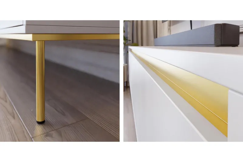 Hollander Tv-bænk 150 cm - Hvid/Guld - Møbler - TV borde & mediemøbler - TV-borde