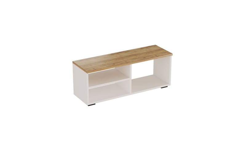 Hollowmere Tv-bænk 115 cm - Mellemfarvet træ/Hvid - Møbler - TV borde & mediemøbler - TV-borde