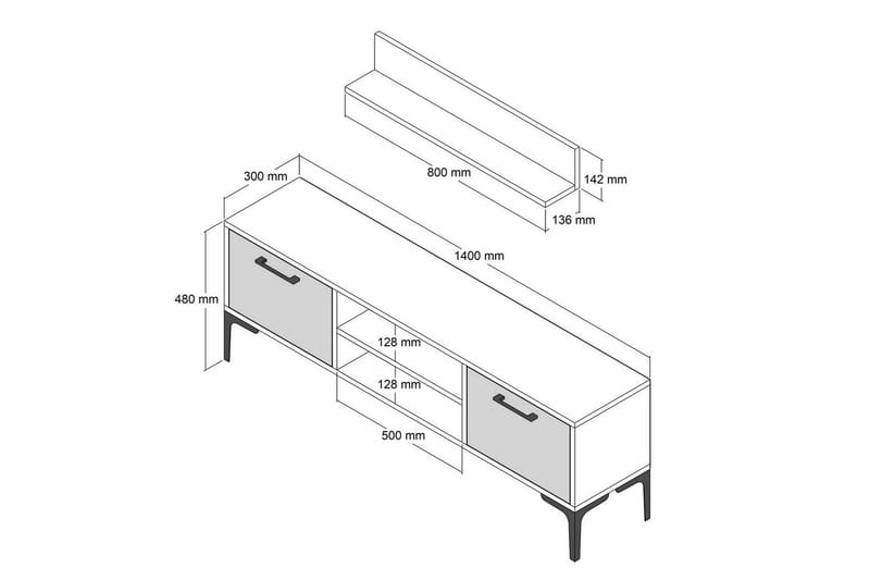 Holter TV-møbelsæt 140x30 cm - Hvid - Møbler - TV borde & mediemøbler - Tv-møbelsæt