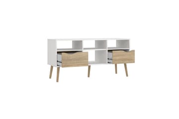 Hostafranc Gulvstående TV-bænk 117,2 cm med Opbevaring i Eg - Hvid|Beige - Møbler - TV borde & mediemøbler - TV-borde