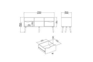 Hostafranc Gulvstående TV-bænk 117,2 cm med Opbevaring i Eg - Hvid|Beige - Møbler - TV borde & mediemøbler - TV-borde
