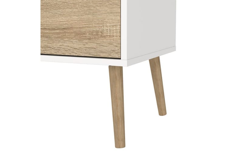 Hostafranc Gulvstående TV-bænk 117,2 cm med Opbevaring i Eg - Hvid|Beige - Møbler - TV borde & mediemøbler - TV-borde