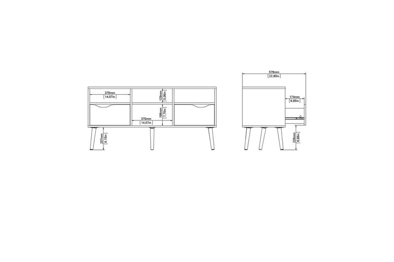 Hostafranc Gulvstående TV-bænk 117,2 cm med Opbevaring i Eg - Hvid|Beige - Møbler - TV borde & mediemøbler - TV-borde