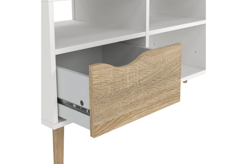 Hostafranc Gulvstående TV-bænk 117,2 cm med Opbevaring i Eg - Hvid|Beige - Møbler - TV borde & mediemøbler - TV-borde