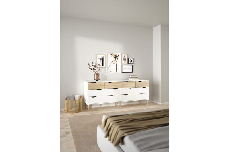 Hostafranc TV-bænk 196 cm - Hvid/Natur - Møbler - TV borde & mediemøbler - TV-borde