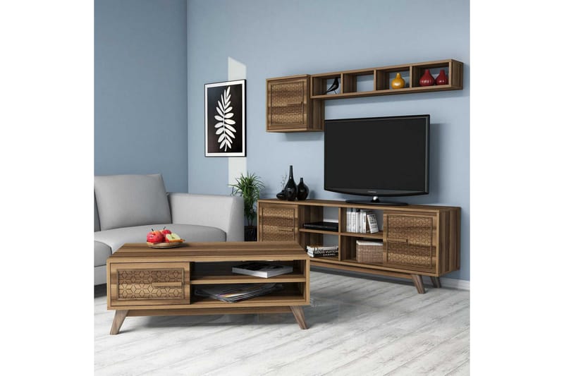 Hovdane TV-møbelsæt 160 cm - Brun - Tv-møbelsæt