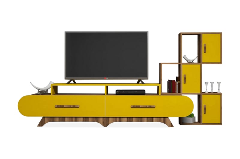 Hovdane TV-møbelsæt 205 cm - Brun / gul - Tv-møbelsæt