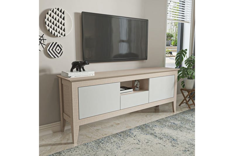 Hue TV-bænk 150 cm - Beige/Hvid - Møbler - TV borde & mediemøbler - TV-borde