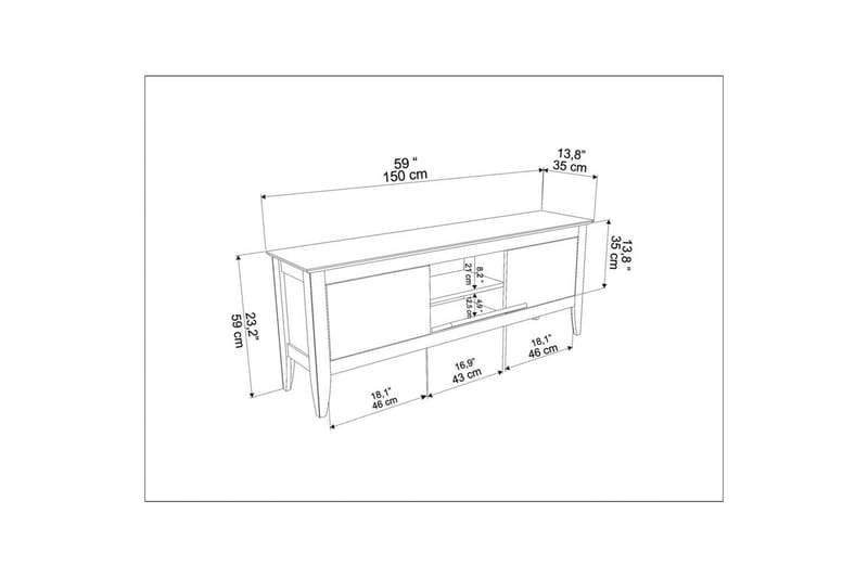 Hue TV-bænk 150 cm - Grøn - Møbler - TV borde & mediemøbler - TV-borde