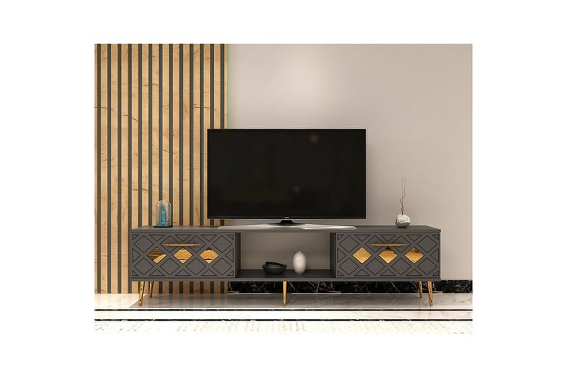 Ilna TV-bænk 150 cm - Antracit/Guld - Møbler - TV borde & mediemøbler - TV-borde