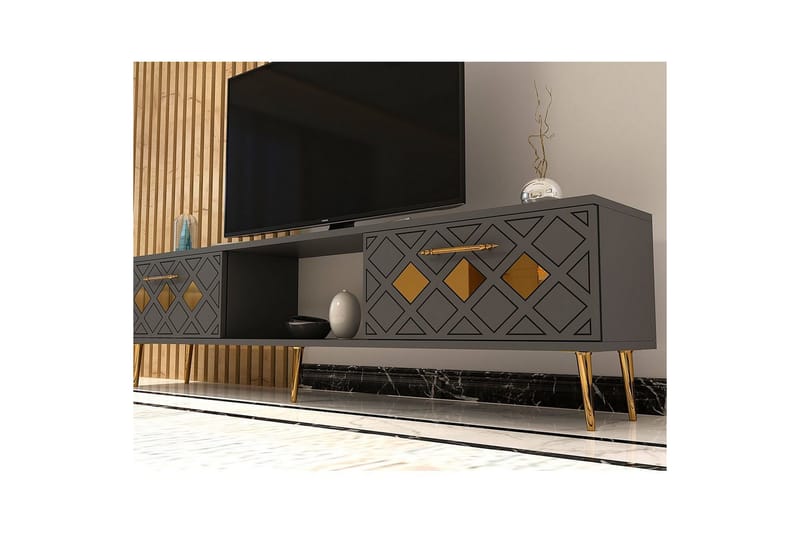 Ilna TV-bænk 150 cm - Antracit/Guld - Møbler - TV borde & mediemøbler - TV-borde