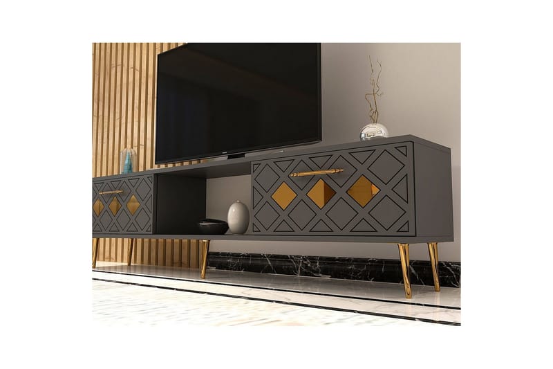 Ilna TV-bænk 150 cm - Antracit/Guld - Møbler - TV borde & mediemøbler - TV-borde