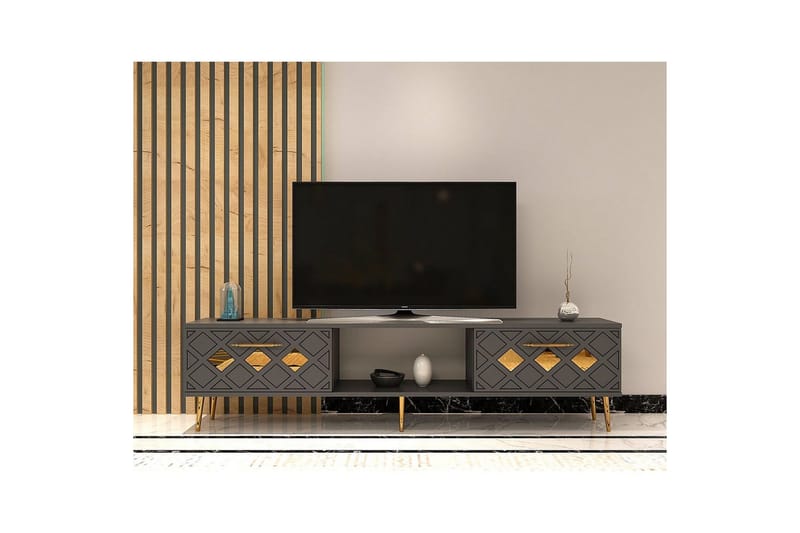 Ilna TV-bænk 150 cm - Antracit/Guld - Møbler - TV borde & mediemøbler - TV-borde
