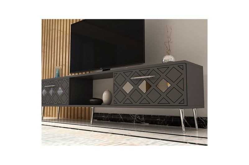Ilna TV-bænk 150 cm - Antracit/Sølv - Møbler - TV borde & mediemøbler - TV-borde