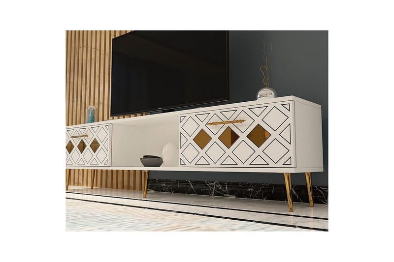 Ilna TV-bænk 150 cm - Hvid/Guld - Møbler - TV borde & mediemøbler - TV-borde