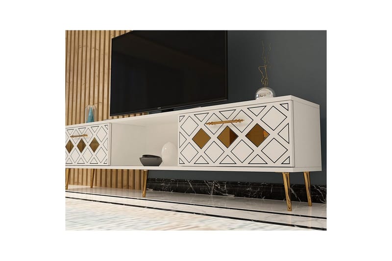 Ilna TV-bænk 150 cm - Hvid/Guld - Møbler - TV borde & mediemøbler - TV-borde