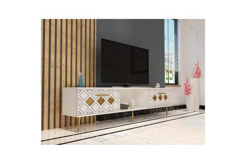 Ilna TV-bænk 150 cm - Hvid/Sølv - Møbler - TV borde & mediemøbler - TV-borde