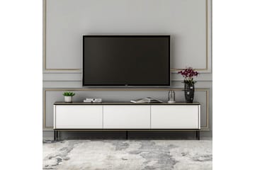 Imaj Gulvstående Tv-bænk 180 cm med Opbevaring i Malet Træ - Hvid - Møbler - TV borde & mediemøbler - TV-borde