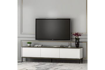Imaj Gulvstående Tv-bænk 180 cm med Opbevaring i Malet Træ - Hvid - Møbler - TV borde & mediemøbler - TV-borde