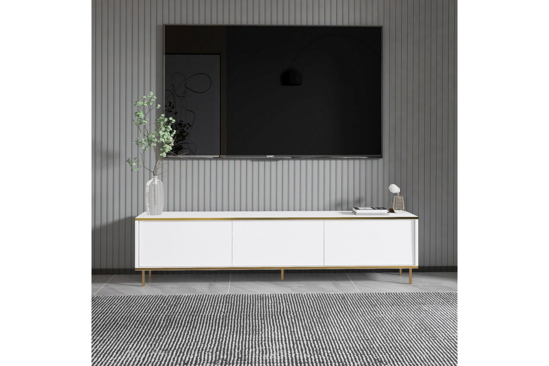 Imaj Tv-bænk 180 cm - Hvid/Guld - Møbler - TV borde & mediemøbler - TV-borde