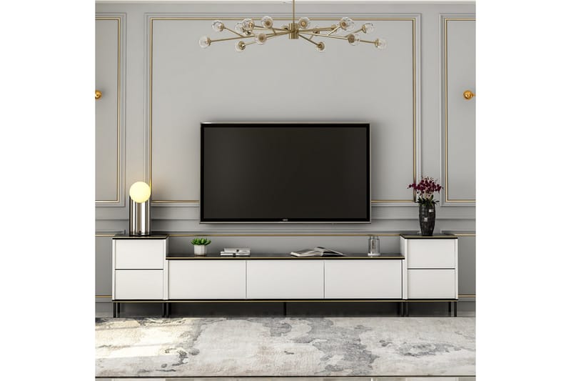 Imaj TV-Bord 260 cm - Guld/Sort/Hvid - TV-borde