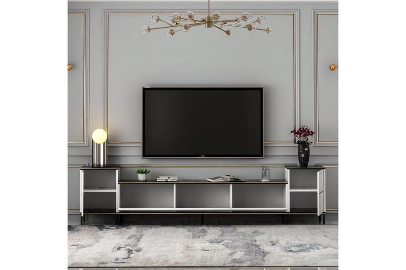 Imaj TV-Bord 260 cm - Guld/Sort/Hvid - TV-borde