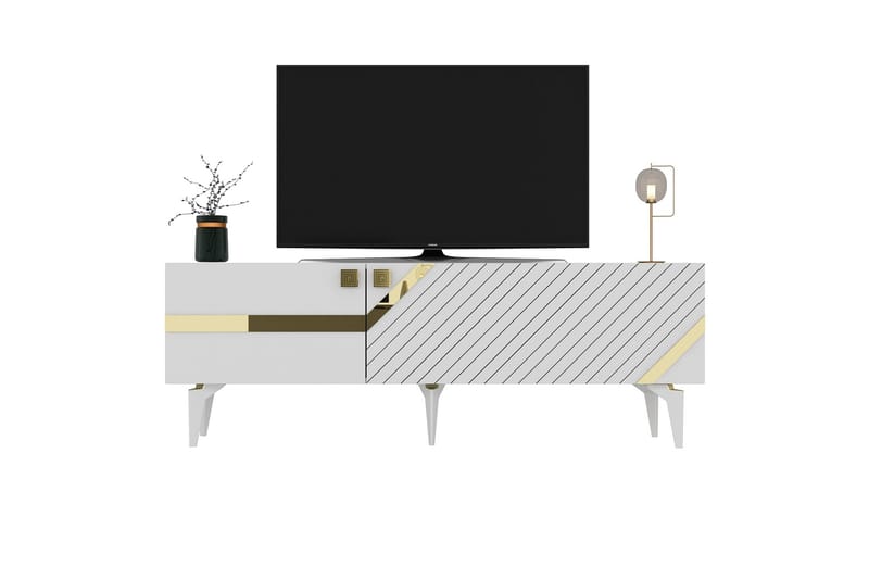 Iris Tv-bænk 150 cm - Hvid/Guld - Møbler - TV borde & mediemøbler - TV-borde