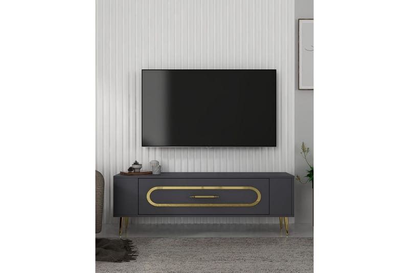 Javin TV-bænk 120 cm - Antracit/Guld - Møbler - TV borde & mediemøbler - TV-borde