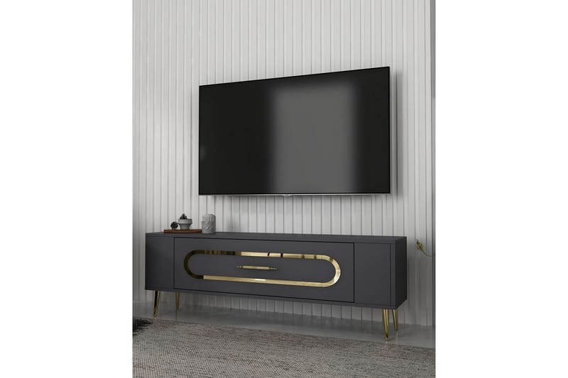 Javin TV-bænk 120 cm - Antracit/Guld - Møbler - TV borde & mediemøbler - TV-borde