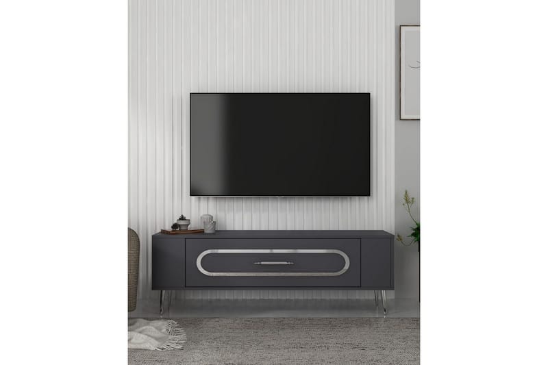 Javin TV-bænk 120 cm - Antracit/Sølv - Møbler - TV borde & mediemøbler - TV-borde