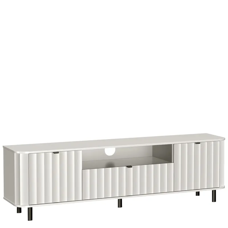 Joriel Fritstående Tv-bord 196 cm med Opbevaring i Træ, Lys Beige