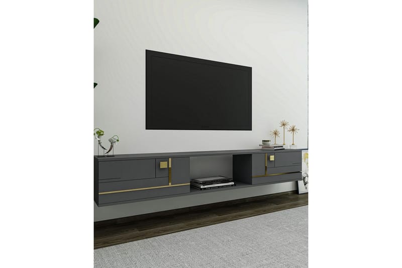 Jorin TV-bænk 150 cm - Antracit/Guld - Møbler - TV borde & mediemøbler - TV-borde