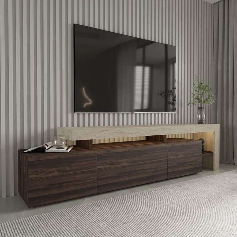 Jurukovo TV-bænk 192x53x37 cm - Travertin, valnød - Møbler - TV borde & mediemøbler - TV-borde