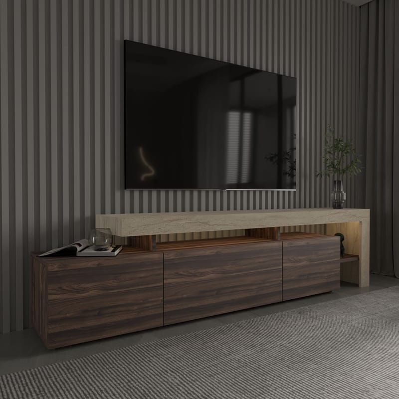 Jurukovo TV-bænk 192x53x37 cm - Travertin, valnød - Møbler - TV borde & mediemøbler - TV-borde