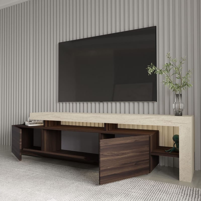 Jurukovo TV-bænk 192x53x37 cm - Travertin, valnød - Møbler - TV borde & mediemøbler - TV-borde