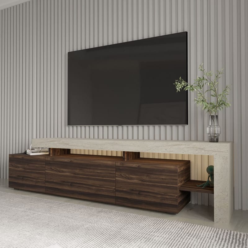 Jurukovo TV-bænk 192x53x37 cm - Travertin, valnød - Møbler - TV borde & mediemøbler - TV-borde