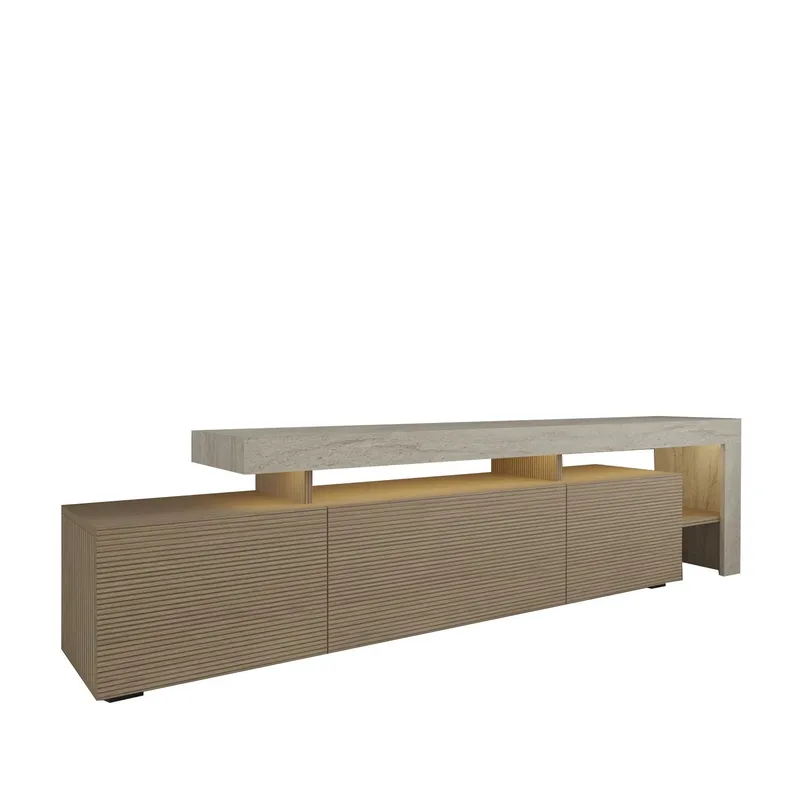 Jurukovo TV-bænk 192x53x37 cm - Travertin, varm eg - Møbler - TV borde & mediemøbler - TV-borde