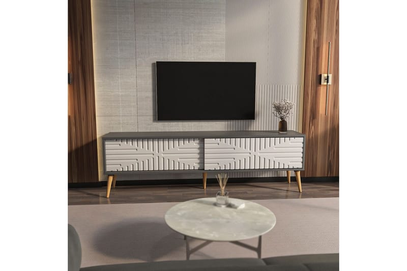 Kalon TV-bænk 180 cm - Antracit/Hvid - Møbler - TV borde & mediemøbler - TV-borde