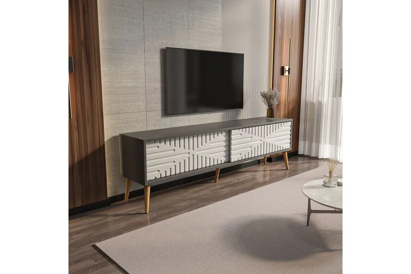 Kalon TV-bænk 180 cm - Antracit/Hvid - Møbler - TV borde & mediemøbler - TV-borde