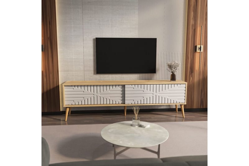 Kalon TV-bænk 180 cm - Eg/Hvid - Møbler - TV borde & mediemøbler - TV-borde