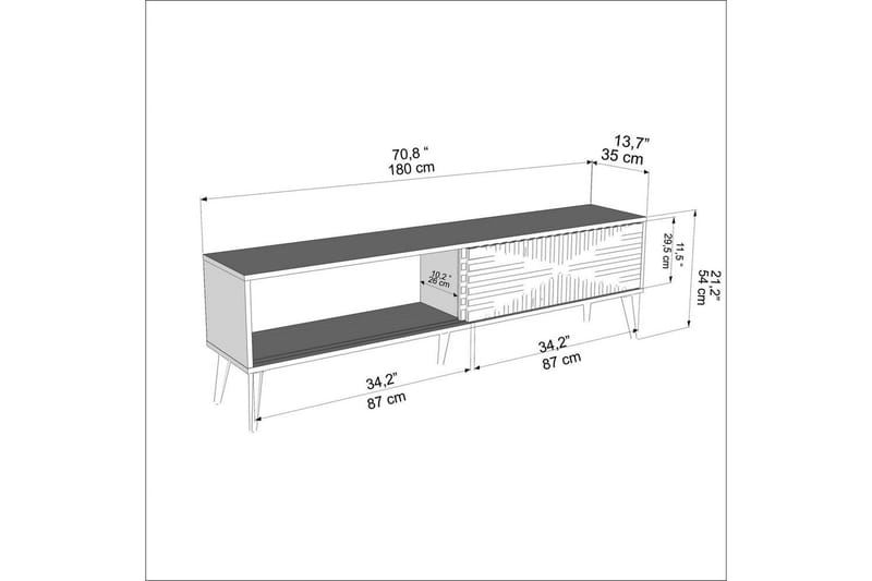 Kalon TV-bænk 180 cm - Eg/Hvid - Møbler - TV borde & mediemøbler - TV-borde