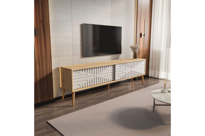 Kalon TV-bænk 180 cm - Eg/Hvid - Møbler - TV borde & mediemøbler - TV-borde